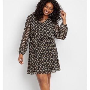 Maurices Plus Size Ikat Print Long Sleeve Dress